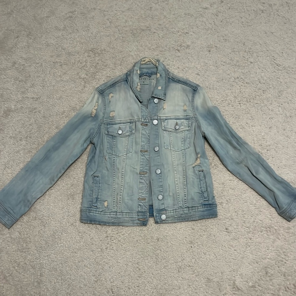 Distressed Light Wash Jean Jacket (Size S)